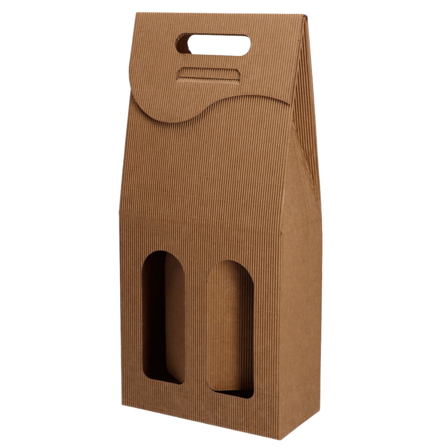 Weinträger mit Sichtfenstern für 2 Flaschen – Recyceltem Karton, für 0,5 l / 0,7 l Flaschen
